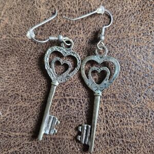 Heart Key Earrings